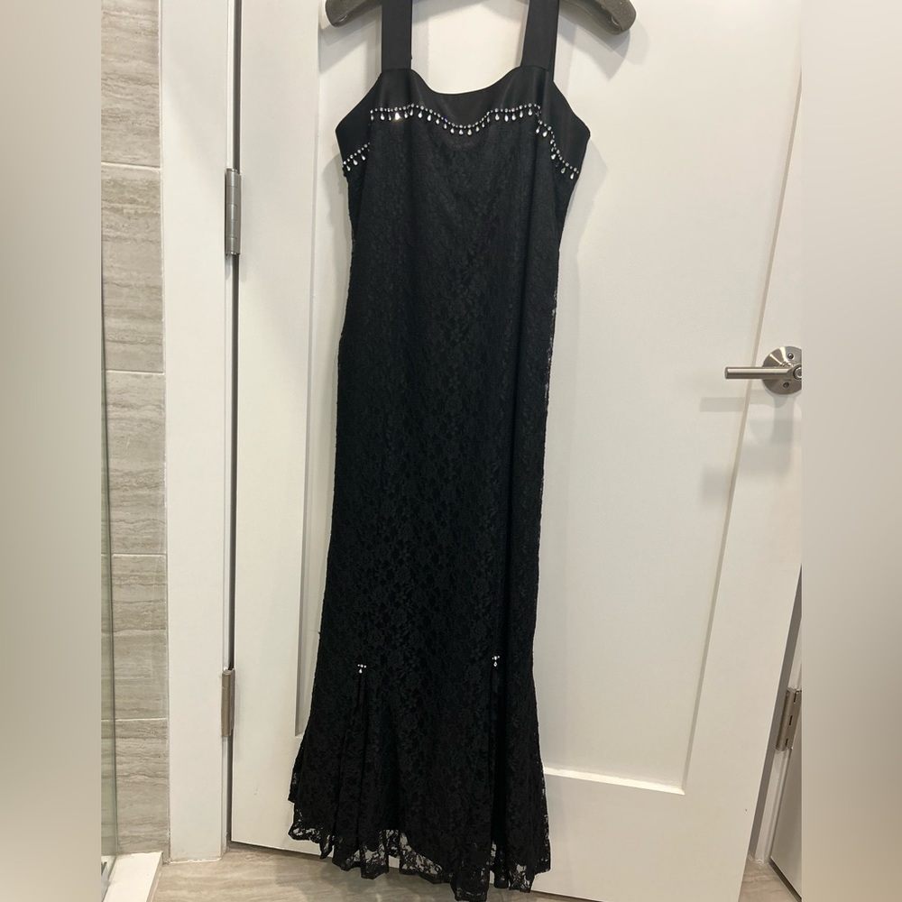 Black Custom Eleanor Schaine Gown with Jacket piece.